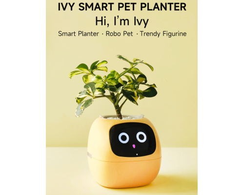 Робот ассистент питомец PLANTSIO Ivy цветочный горшок с искусственным интеллектом, жёлтый