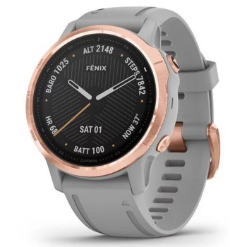 Часы Garmin Fenix 6S Sapphire (розовое золото с серым ремешком)