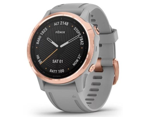 Часы Garmin Fenix 6S Sapphire (розовое золото с серым ремешком)