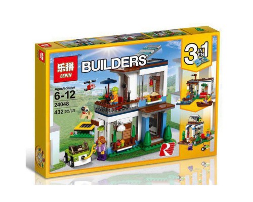 Конструктор lepin 24048 - 3в1 "Современный дом" 432 детали.
