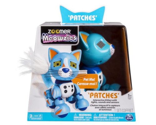 Интерактивный котенок Spin Master Zoomer Meowzies, Patches (голубой)