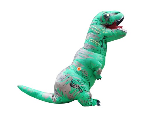 Надувной костюм динозавра для взрослого T-REX зеленый (Рост 150-190 см)